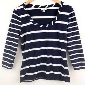 Isaac Mizrahi Top Size Medium Navy & White Striped
